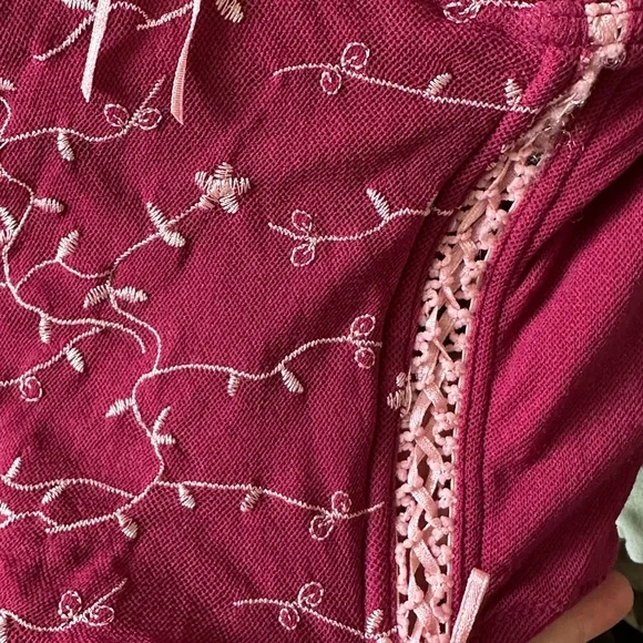 Beautiful Pink Corset Top with Floral Embroidery - Picture 4 of 14